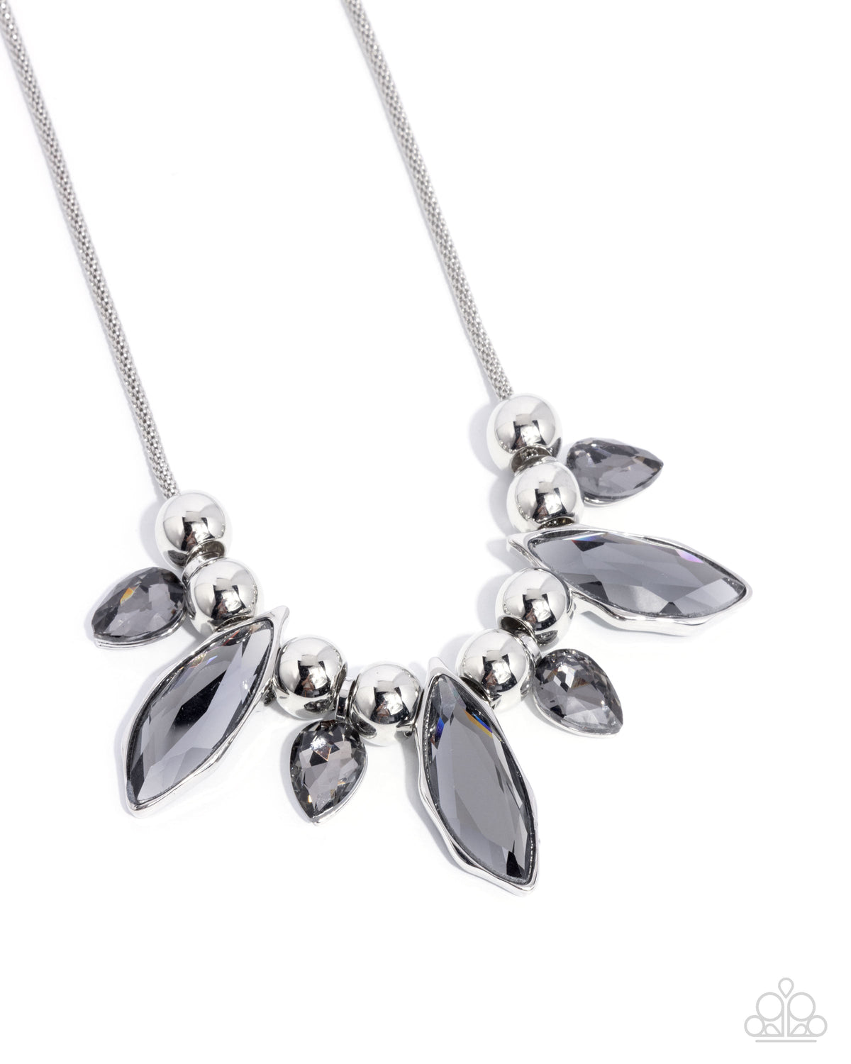 Unrivaled Edge Silver Gem Necklace - Paparazzi Accessories- lightbox - CarasShop.com - Paparazzi Jewelry by Cara Jewels