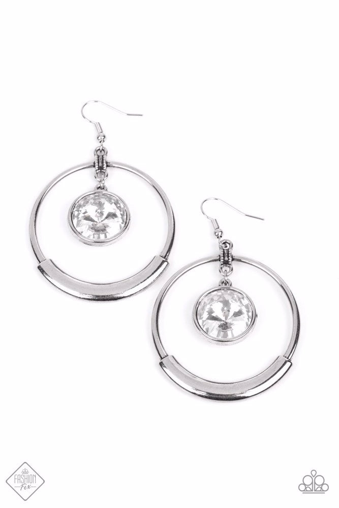 Urban Echo White Earrings - Paparazzi Accessories- lightbox - CarasShop.com - Paparazzi Jewelry by Cara Jewels