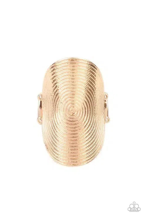 Urban Labyrinth Gold Ring - Paparazzi Accessories- lightbox - CarasShop.com - Paparazzi Jewelry by Cara Jewels