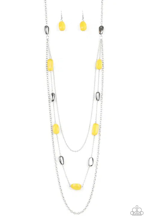 Vacay Mode Yellow Necklace - Paparazzi Accessories- lightbox - CarasShop.com - Paparazzi Jewelry by Cara Jewels