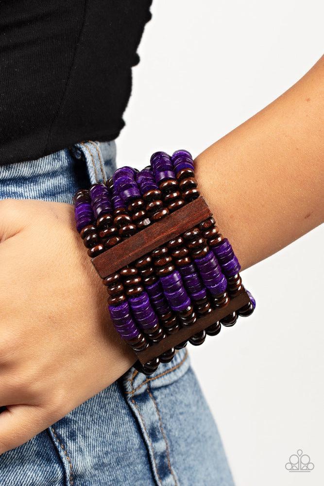 Vacay Vogue Purple Bracelet - Paparazzi Accessories- on model - CarasShop.com - Paparazzi Jewelry by Cara Jewels