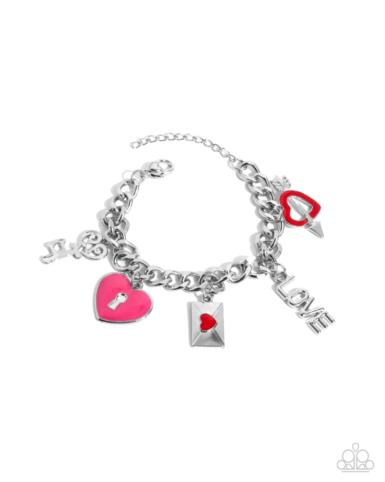 Valentines Variety Multi Heart Charm Bracelet - Paparazzi Accessories- lightbox - CarasShop.com - Paparazzi Jewelry by Cara Jewels