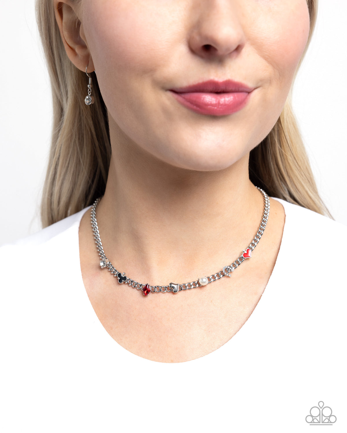 Vegas Vault Red Necklace - Paparazzi Accessories- on model - CarasShop.com - Paparazzi Jewelry by Cara Jewels