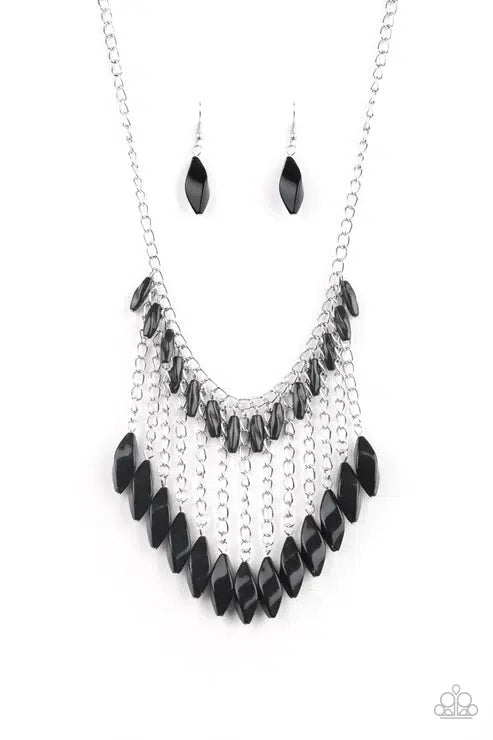 Venturous Vibes Black Necklace - Paparazzi Accessories- lightbox - CarasShop.com - Paparazzi Jewelry by Cara Jewels