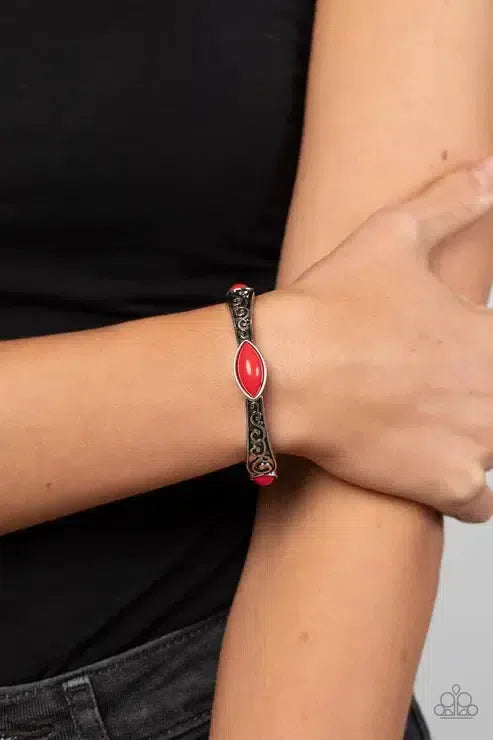 Veranda Variety Red Bracelet - Paparazzi Accessories-on model - CarasShop.com - Paparazzi Jewelry by Cara Jewels