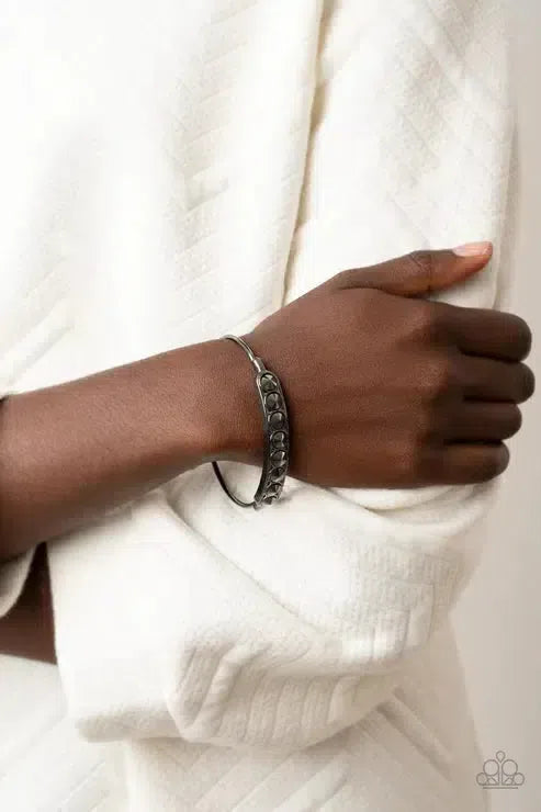 Vertigo Views Black Bracelet - Paparazzi Accessories-on model - CarasShop.com - Paparazzi Jewelry by Cara Jewels