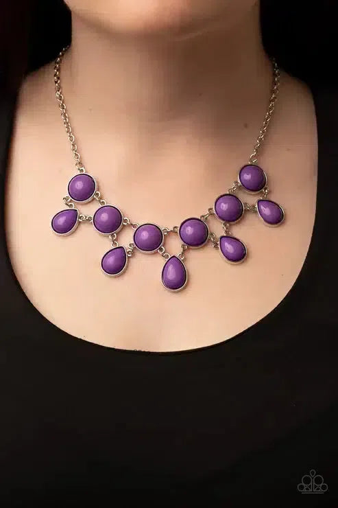 Very Valley Girl Purple Necklace - Paparazzi Accessories-on model - CarasShop.com - Paparazzi Jewelry by Cara Jewels