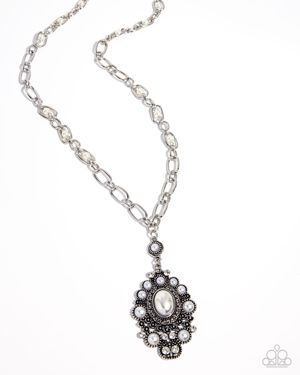 Vintage Selfie White Necklace - Paparazzi Accessories- lightbox - CarasShop.com - Paparazzi Jewelry by Cara Jewels