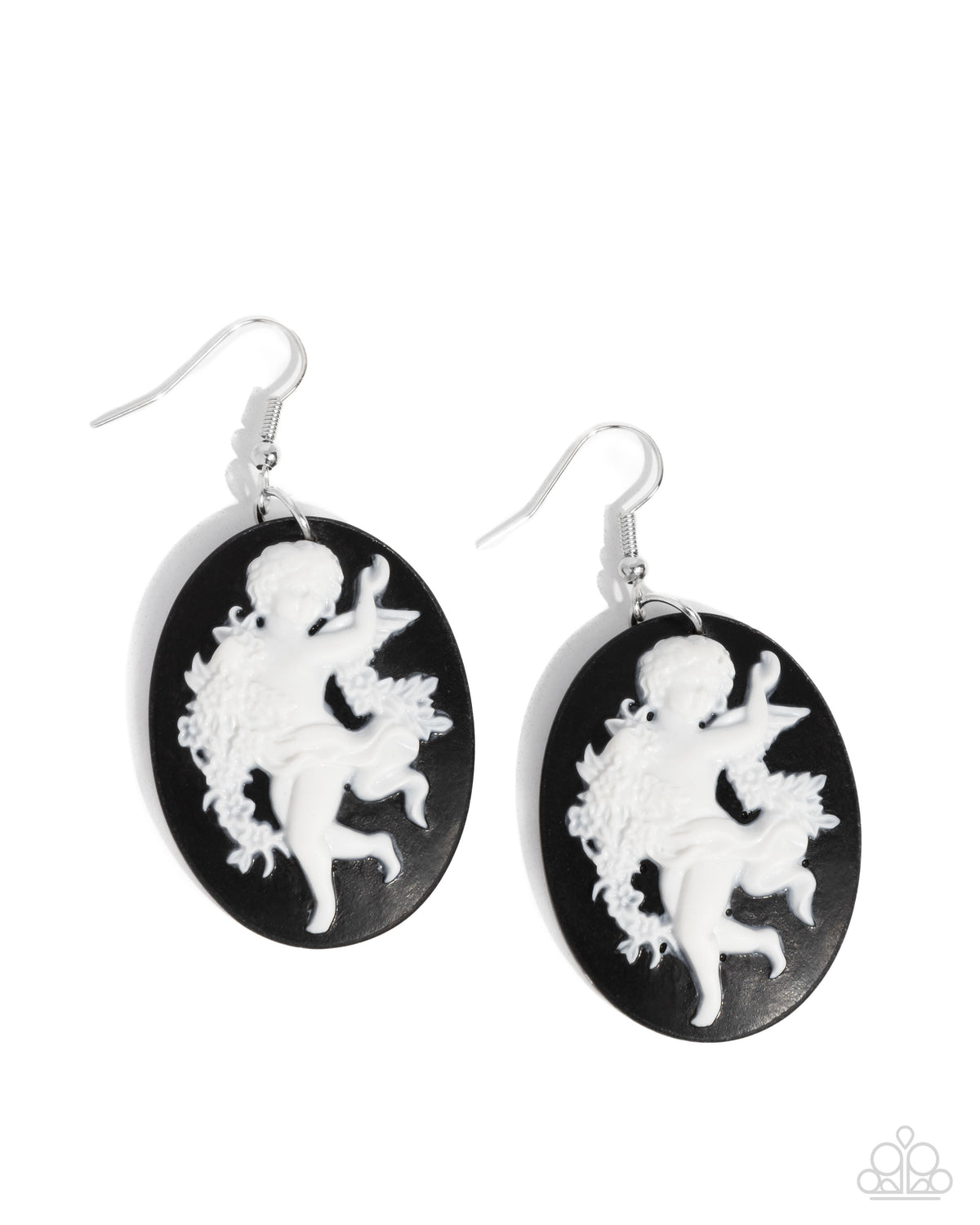 Vintage Verdict White & Black Cameo Earrings - Paparazzi Accessories- lightbox - CarasShop.com - Paparazzi Jewelry by Cara Jewels