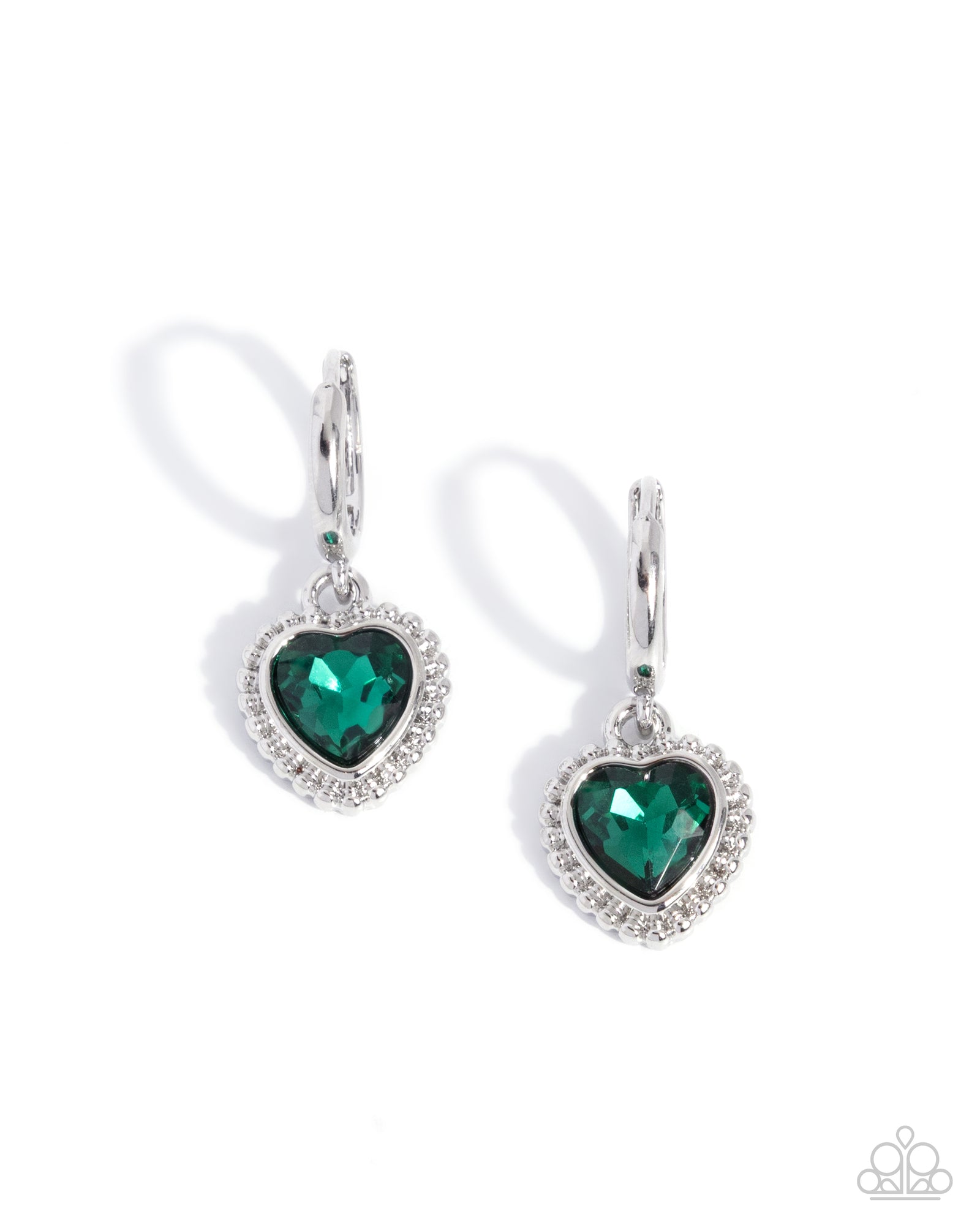 Vintage Victor Green Gem Heart Earrings - Paparazzi Accessories- lightbox - CarasShop.com - Paparazzi Jewelry by Cara Jewels