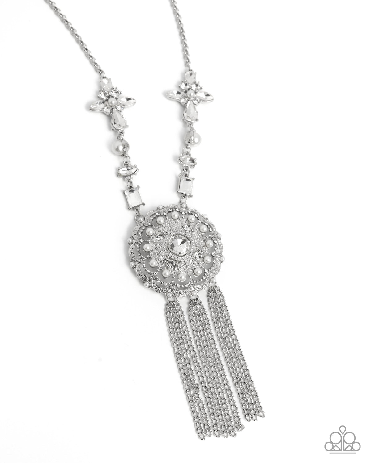 Virtuous Venture White Necklace - Paparazzi Accessories- lightbox - CarasShop.com - Paparazzi Jewelry by Cara Jewels