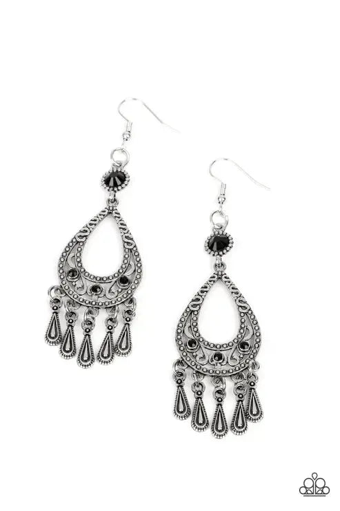 Viva la DIVA Black Earrings - Paparazzi Accessories- lightbox - CarasShop.com - Paparazzi Jewelry by Cara Jewels