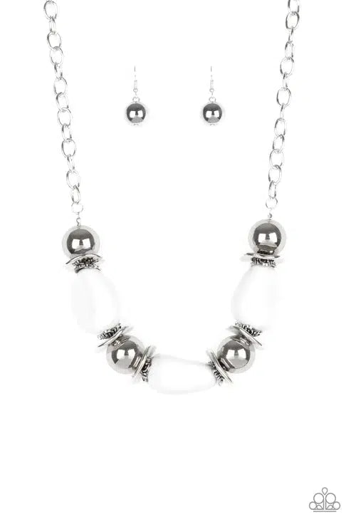 Vivid Vibes White Necklace - Paparazzi Accessories- lightbox - CarasShop.com - Paparazzi Jewelry by Cara Jewels