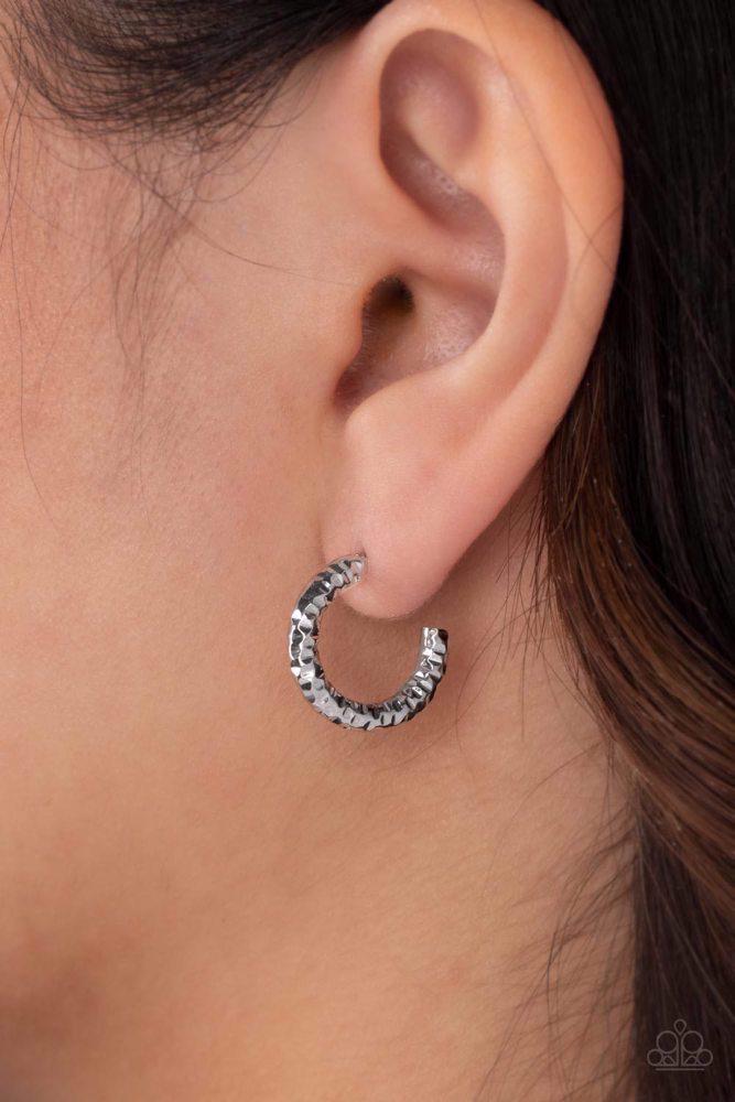 Wandering Wreaths Silver Earrings - Paparazzi Accessories- on model - CarasShop.com - Paparazzi Jewelry by Cara Jewels