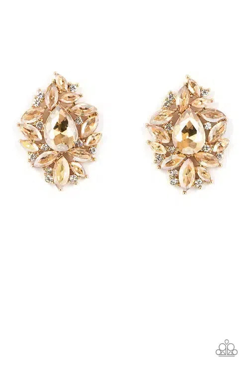 We All Scream for Ice QUEEN Gold Earrings - Paparazzi Accessories- lightbox - CarasShop.com - Paparazzi Jewelry by Cara Jewels