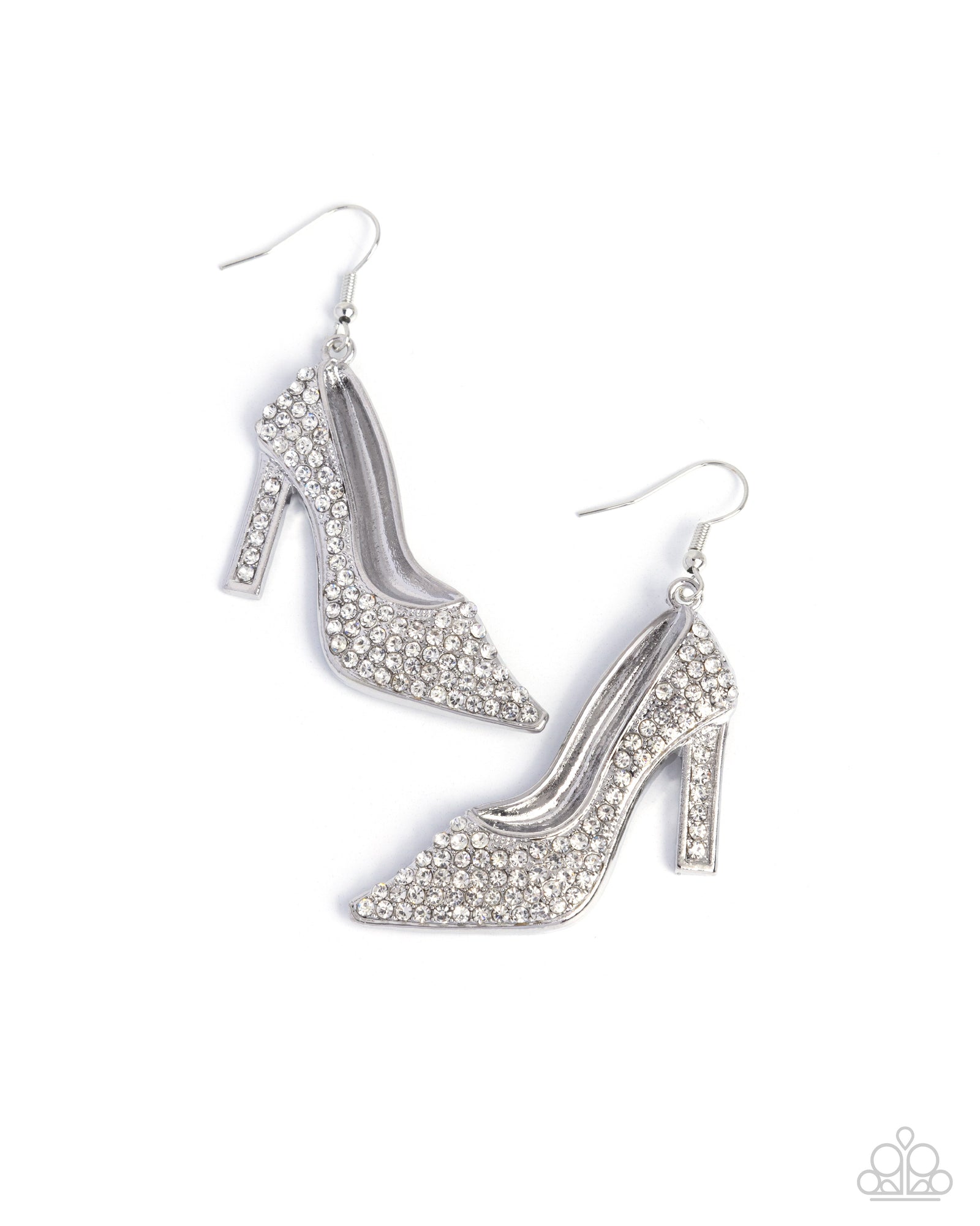 Wedding Shoes White Rhinestone Earrings - Paparazzi Accessories- lightbox - CarasShop.com - Paparazzi Jewelry by Cara Jewels