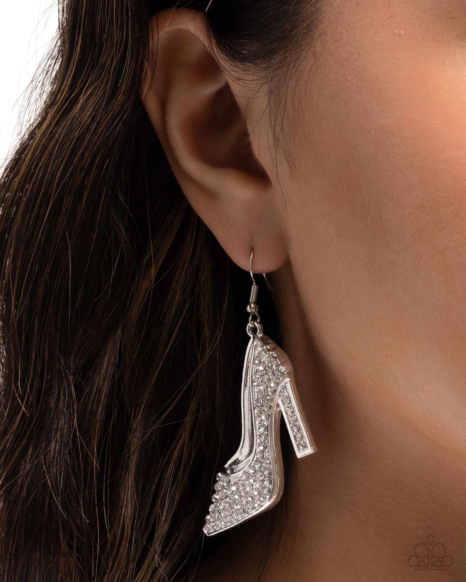 Wedding Shoes White Rhinestone Earrings - Paparazzi Accessories- lightbox - CarasShop.com - Paparazzi Jewelry by Cara Jewels