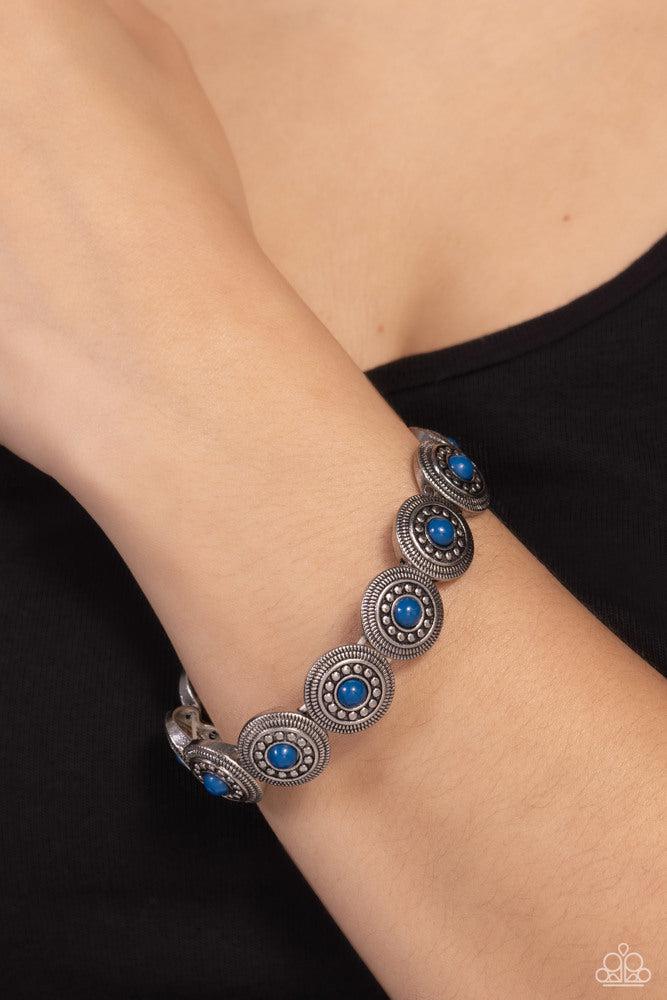 Welcome To The Color Wheel Blue Bracelet - Paparazzi Accessories-on model - CarasShop.com - Paparazzi Jewelry by Cara Jewels
