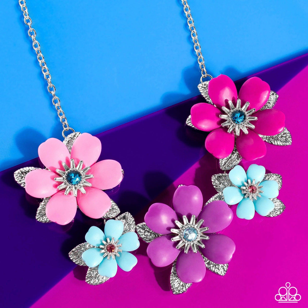 Well-Mannered Whimsy Pink Flower Necklace - Paparazzi Accessories- lightbox - CarasShop.com - Paparazzi Jewelry by Cara Jewels