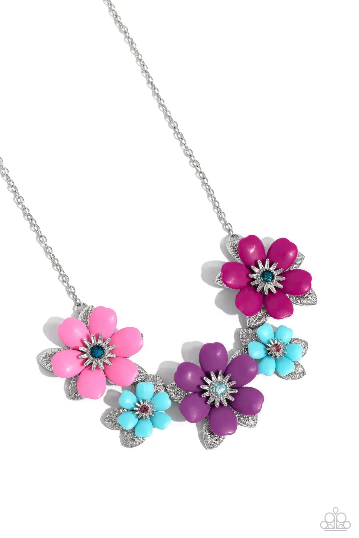 Well-Mannered Whimsy Pink Flower Necklace - Paparazzi Accessories- lightbox - CarasShop.com - Paparazzi Jewelry by Cara Jewels