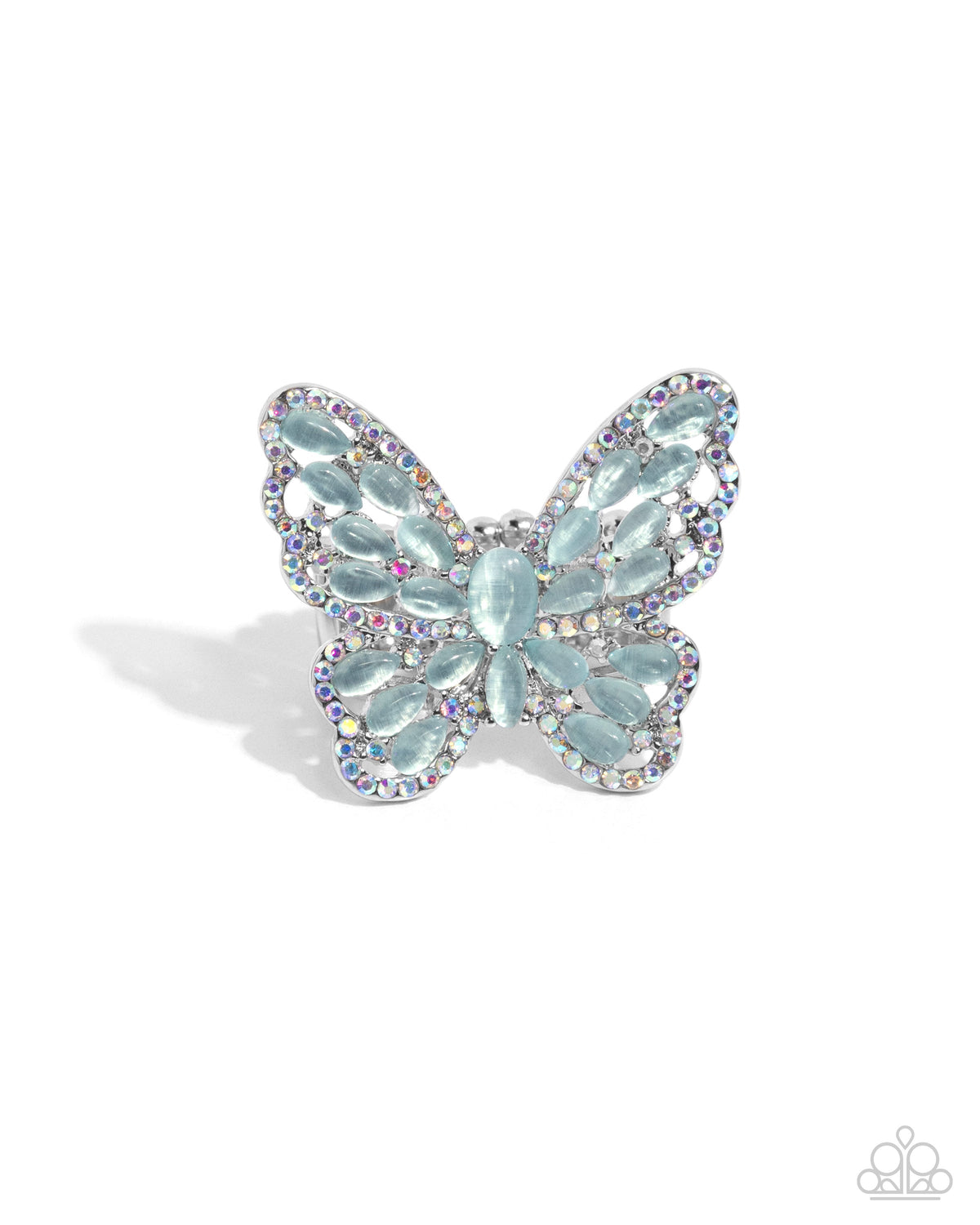 Were Soarin Flyin Blue Cat's Eye Stone Butterfly Ring - Paparazzi Accessories- lightbox - CarasShop.com - Paparazzi Jewelry by Cara Jewels