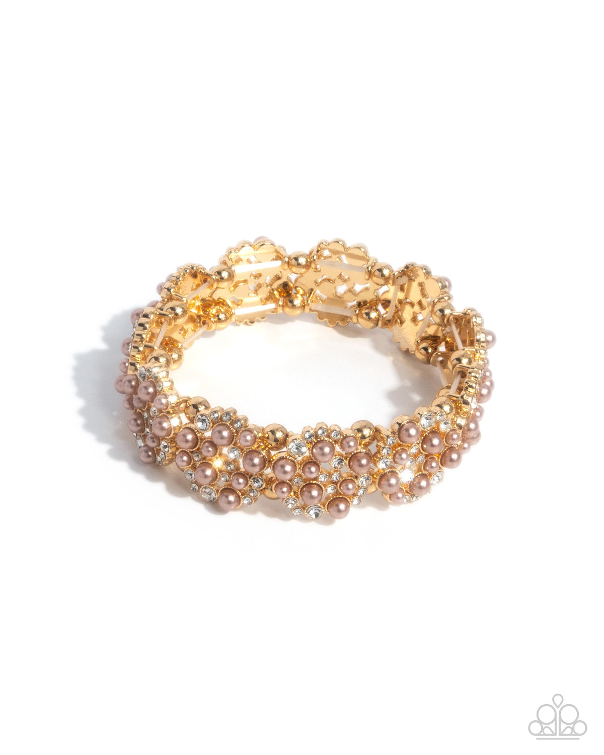 Were You Dazzled? Brown Pearl & Gold Bracelet - Paparazzi Accessories- lightbox - CarasShop.com - Paparazzi Jewelry by Cara Jewels