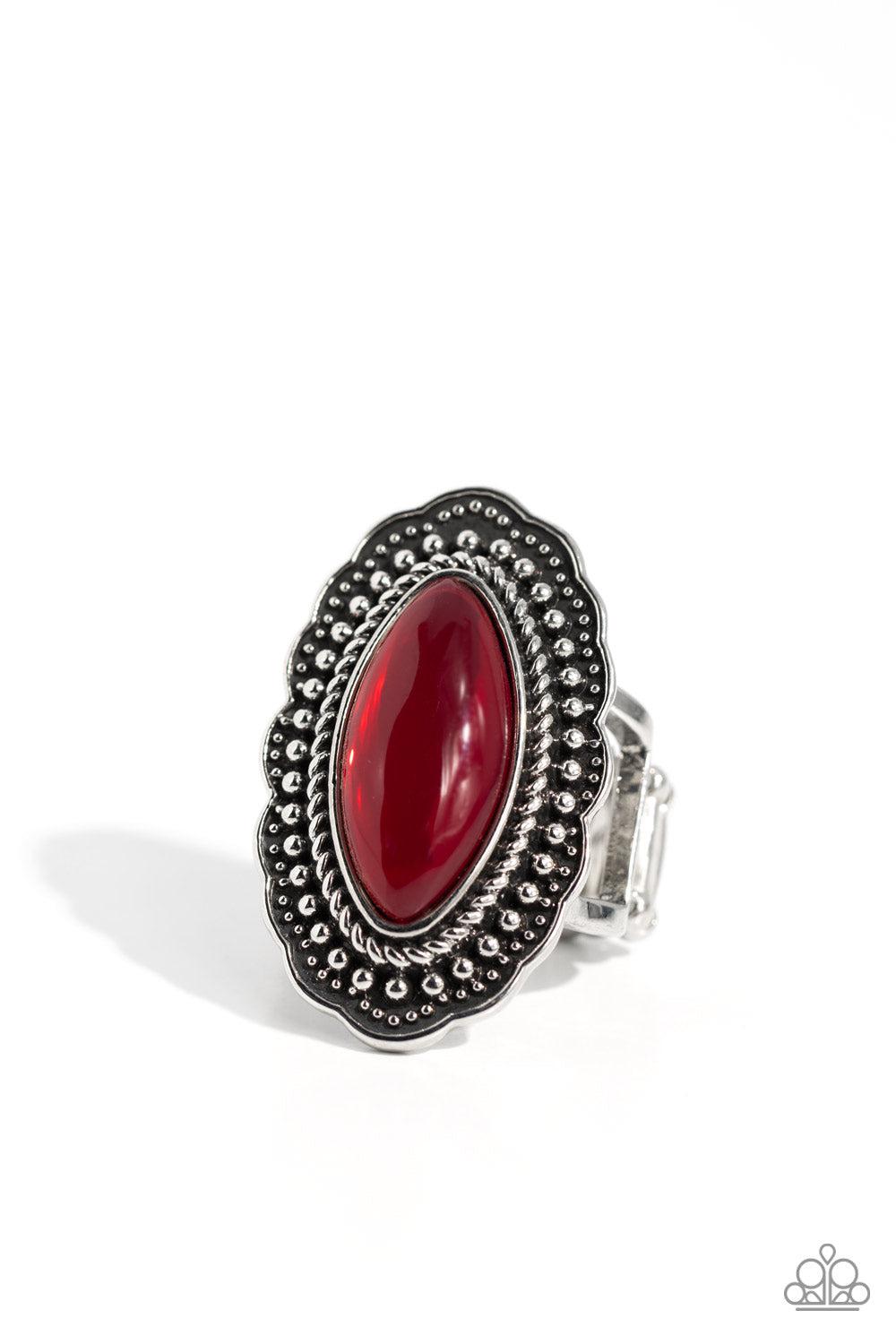 Western Wager Red Ring - Paparazzi Accessories- lightbox - CarasShop.com - Paparazzi Jewelry by Cara Jewels