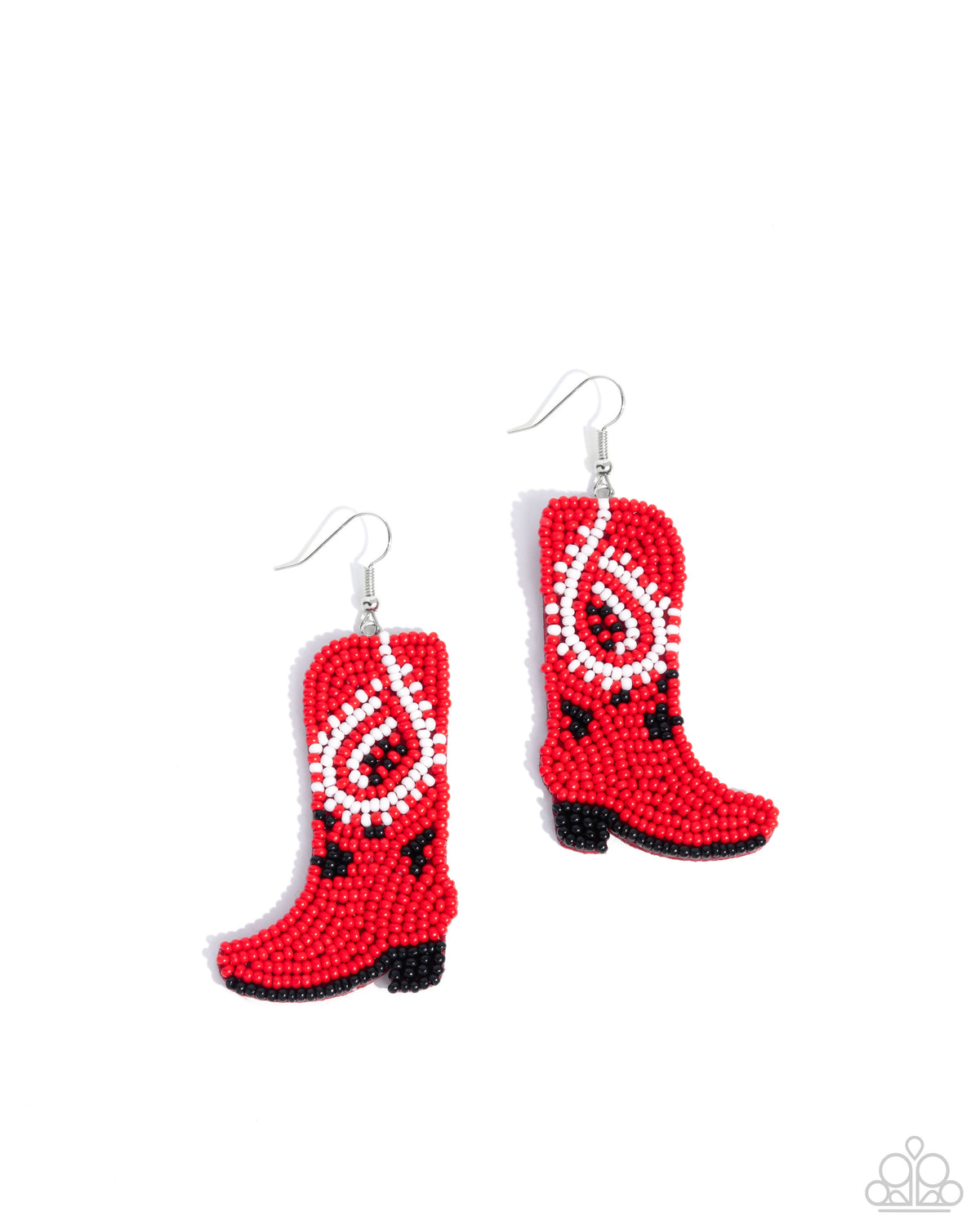 Western Webbing Red Seed Bead Earrings - Paparazzi Accessories- lightbox - CarasShop.com - Paparazzi Jewelry by Cara Jewels