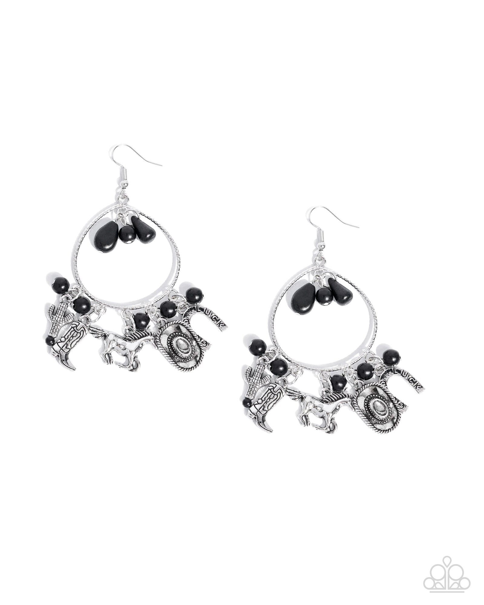 Western Whisper Black Charm Earrings - Paparazzi Accessories- lightbox - CarasShop.com - Paparazzi Jewelry by Cara Jewels