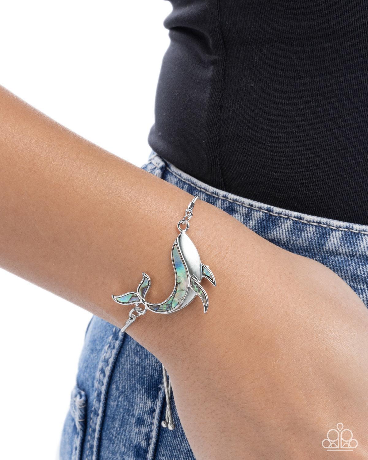 Whimsical Whale Blue Abalone Shell Bracelet - Paparazzi Accessories-on model - CarasShop.com - Paparazzi Jewelry by Cara Jewels