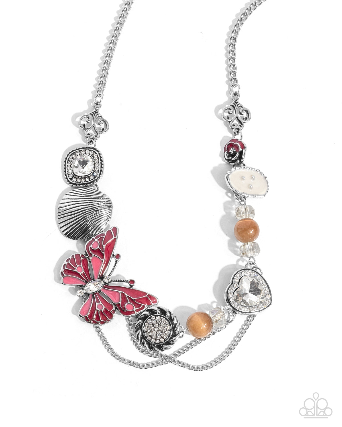Whimsical Whisper Red Butterfly Necklace - Paparazzi Accessories- lightbox - CarasShop.com - Paparazzi Jewelry by Cara Jewels
