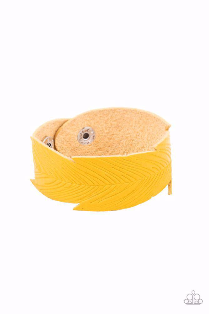 Whimsically Winging It Yellow Bracelet - Paparazzi Accessories- lightbox - CarasShop.com - Paparazzi Jewelry by Cara Jewels