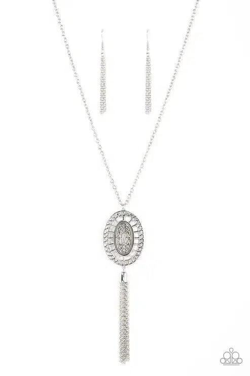 Whimsically Wistful Silver Necklace - Paparazzi Accessories- lightbox - CarasShop.com - Paparazzi Jewelry by Cara Jewels