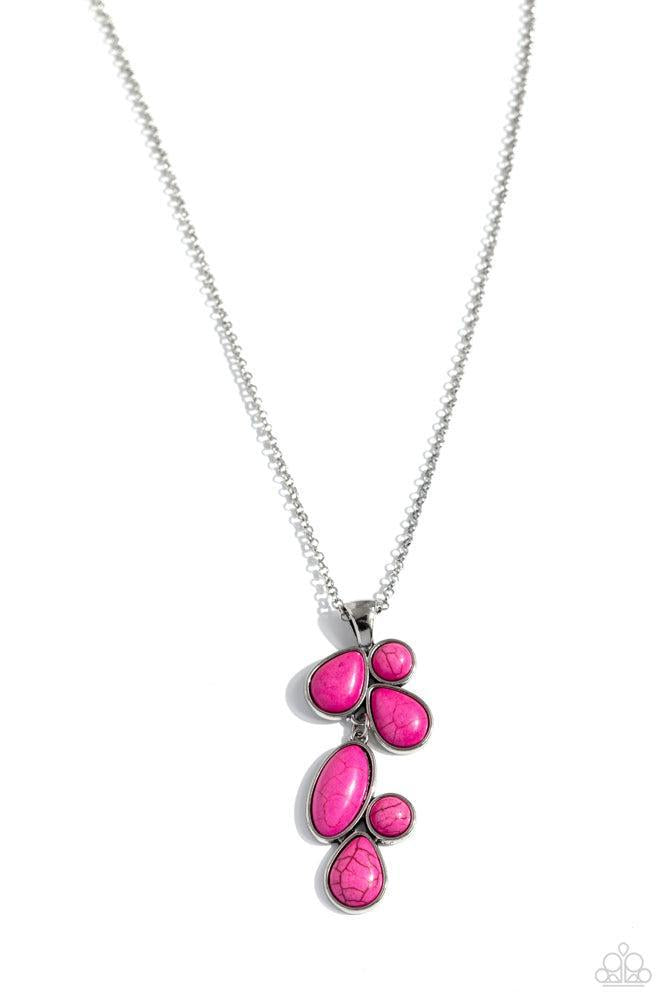 Wild Bunch Flair Pink Stone Necklace - Paparazzi Accessories- lightbox - CarasShop.com - Paparazzi Jewelry by Cara Jewels