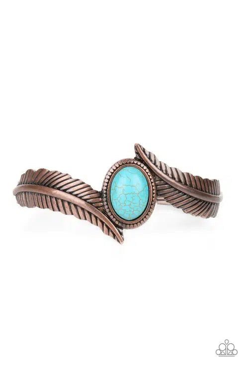 Wild Wild NEST Copper & Turquoise Blue Stone Bracelet - Paparazzi Accessories- lightbox - CarasShop.com - Paparazzi Jewelry by Cara Jewels