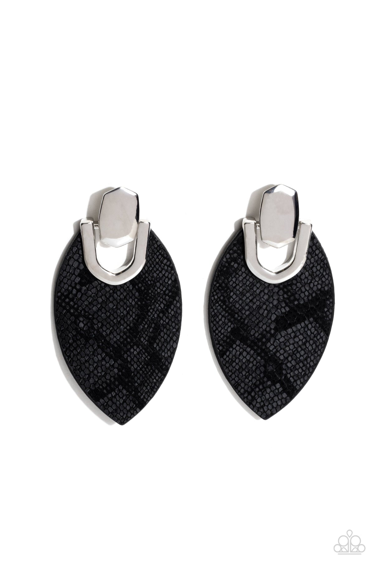 Wildly Workable Black Leather Earrings - Paparazzi Accessories- lightbox - CarasShop.com - Paparazzi Jewelry by Cara Jewels