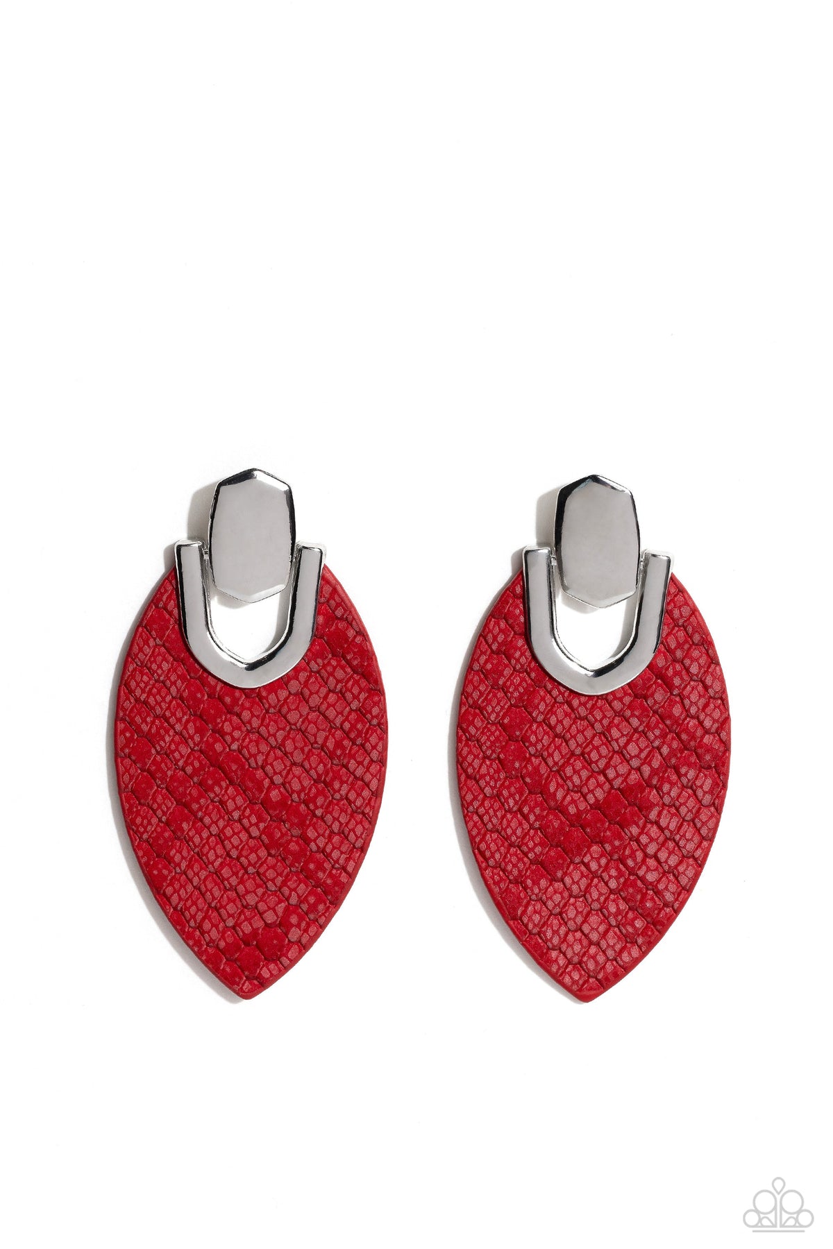 Wildly Workable Red Leather Earrings - Paparazzi Accessories- lightbox - CarasShop.com - Paparazzi Jewelry by Cara Jewels