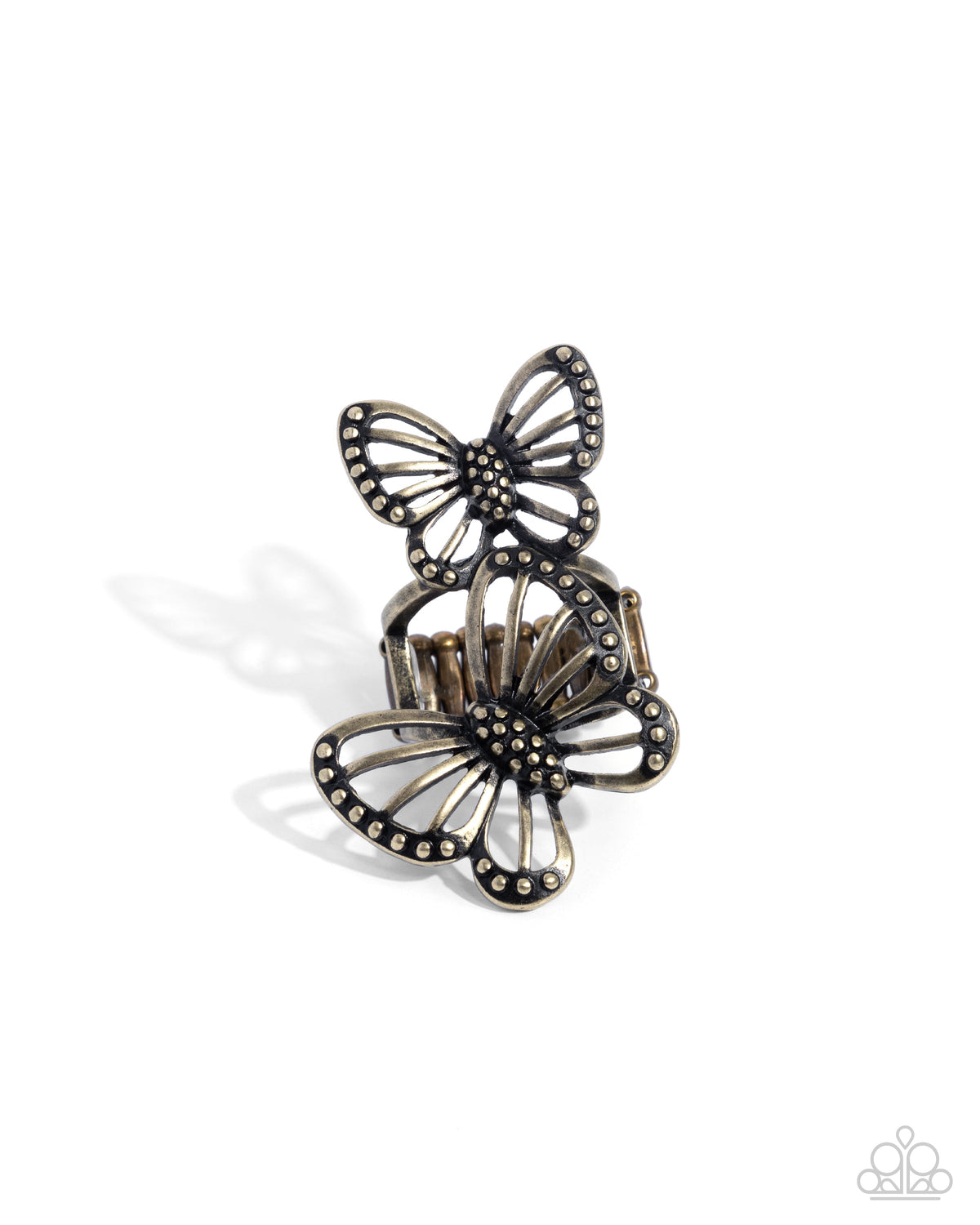 Windborne Whimsy Brass Butterfly Ring - Paparazzi Accessories- lightbox - CarasShop.com - Paparazzi Jewelry by Cara Jewels