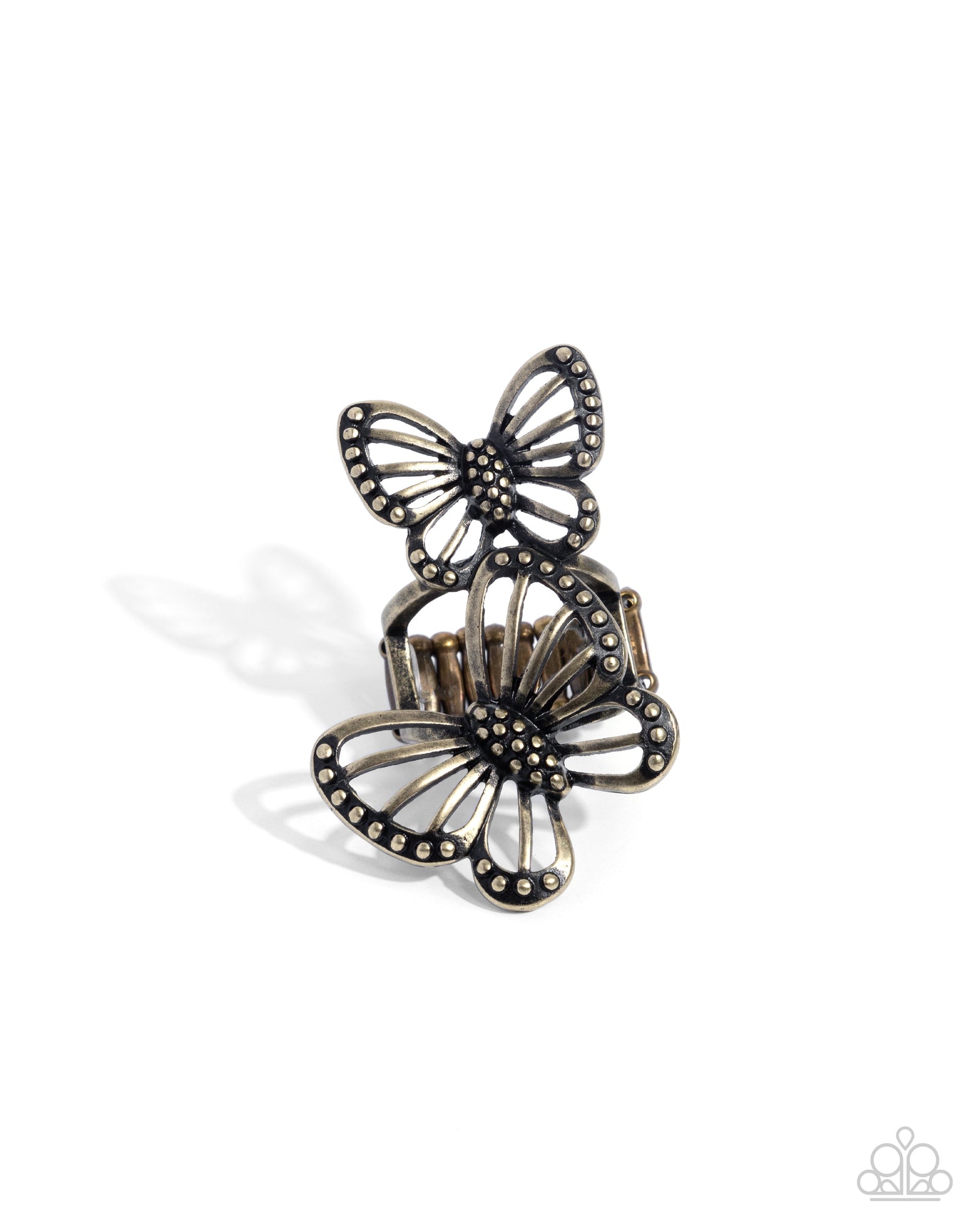 Windborne Whimsy Brass Butterfly Ring - Paparazzi Accessories- lightbox - CarasShop.com - Paparazzi Jewelry by Cara Jewels