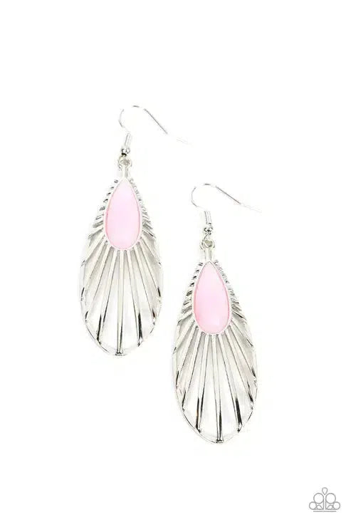 WING-A-Ding-Ding Pink Earrings - Paparazzi Accessories- lightbox - CarasShop.com - Paparazzi Jewelry by Cara Jewels