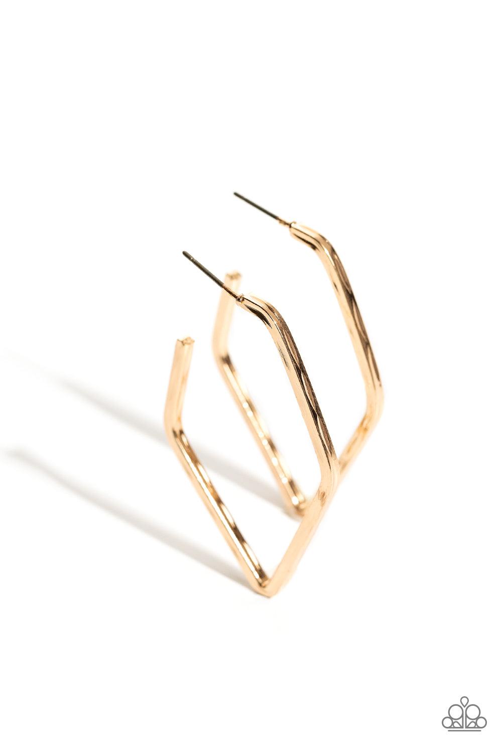 Winning Edge Gold Hoop Earrings - Paparazzi Accessories- lightbox - CarasShop.com - Paparazzi Jewelry by Cara Jewels