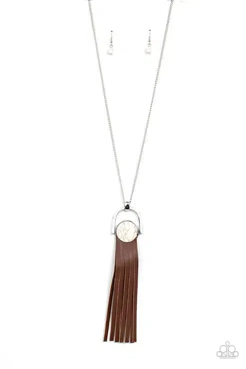 Winslow Wanderer White Necklace - Paparazzi Accessories- lightbox - CarasShop.com - Paparazzi Jewelry by Cara Jewels