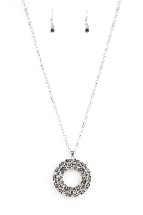 Wintry Wreath Purple Necklace - Paparazzi Accessories- lightbox - CarasShop.com - Paparazzi Jewelry by Cara Jewels
