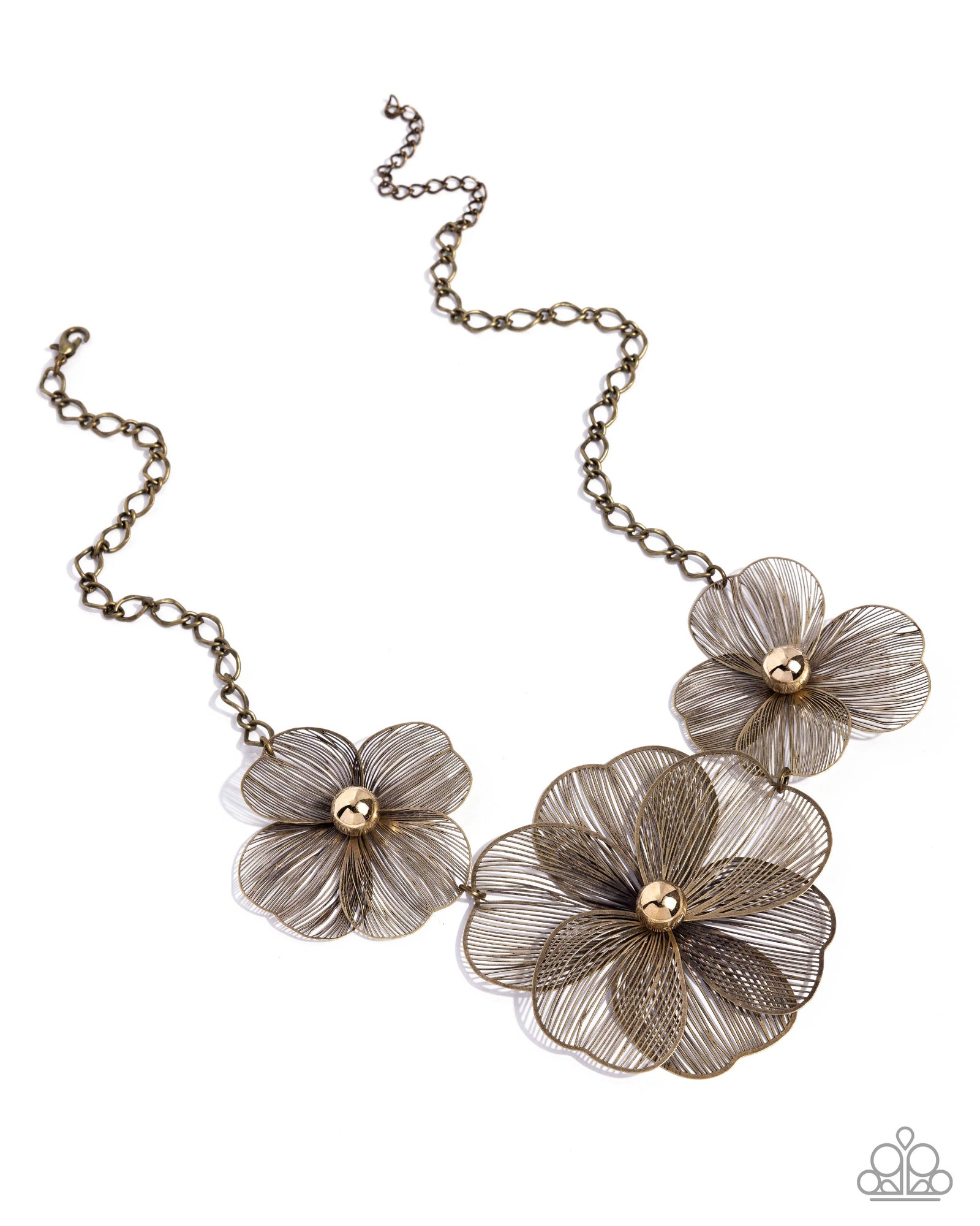Wiry Wreath Brass Flower Necklace - Paparazzi Accessories- lightbox - CarasShop.com - Paparazzi Jewelry by Cara Jewels