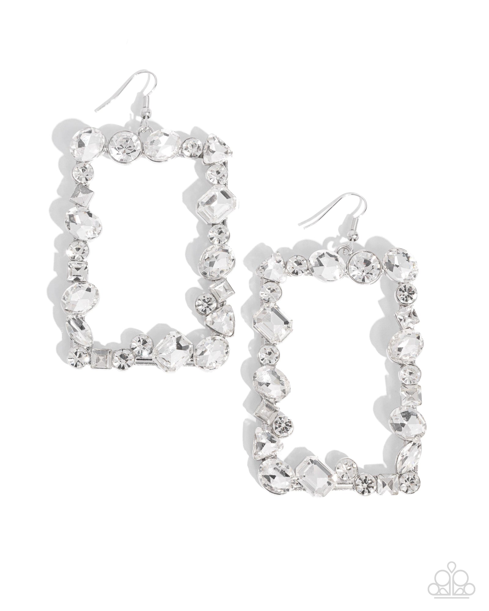 Wishful Wardrobe White Rhinestone Earrings - Paparazzi Accessories- lightbox - CarasShop.com - Paparazzi Jewelry by Cara Jewels