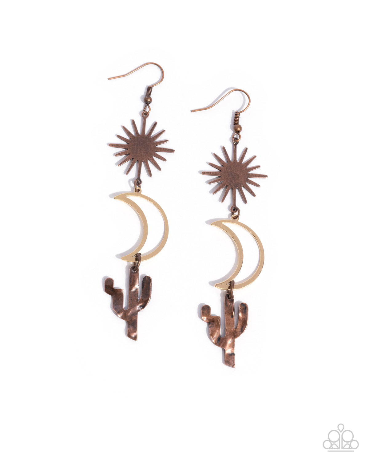 Wishfully Western Copper Star & Cactus Earrings - Paparazzi Accessories- lightbox - CarasShop.com - Paparazzi Jewelry by Cara Jewels