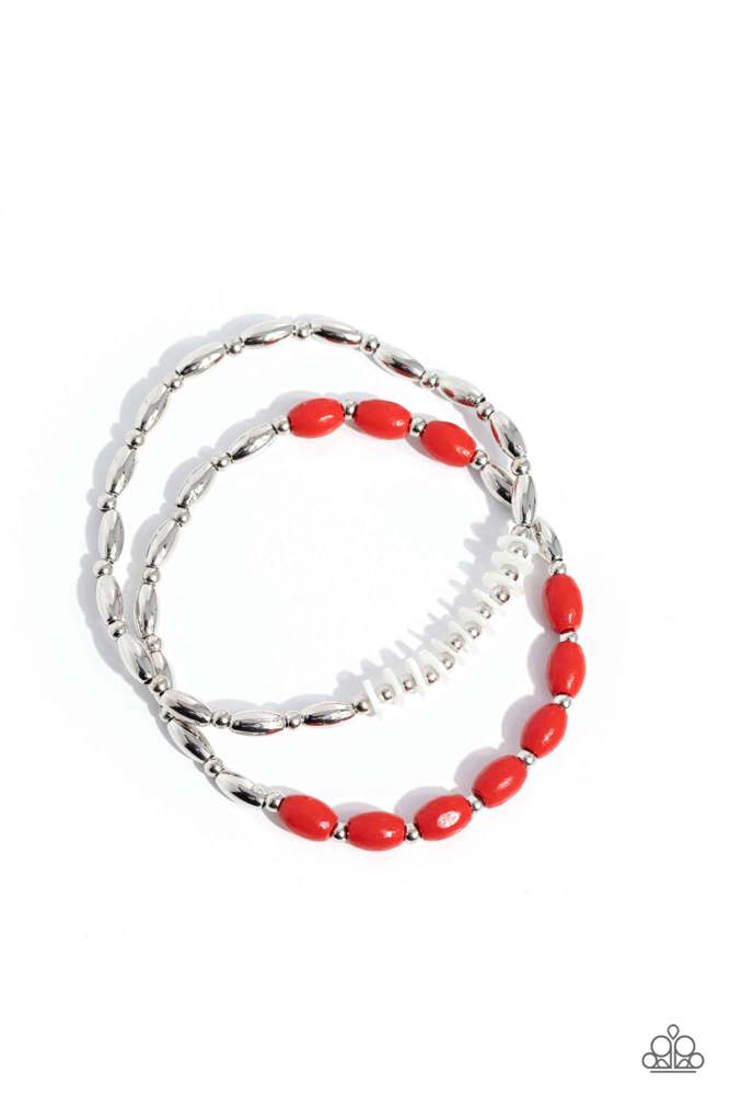 WOOD Luck Red Bracelet - Paparazzi Accessories- lightbox - CarasShop.com - Paparazzi Jewelry by Cara Jewels