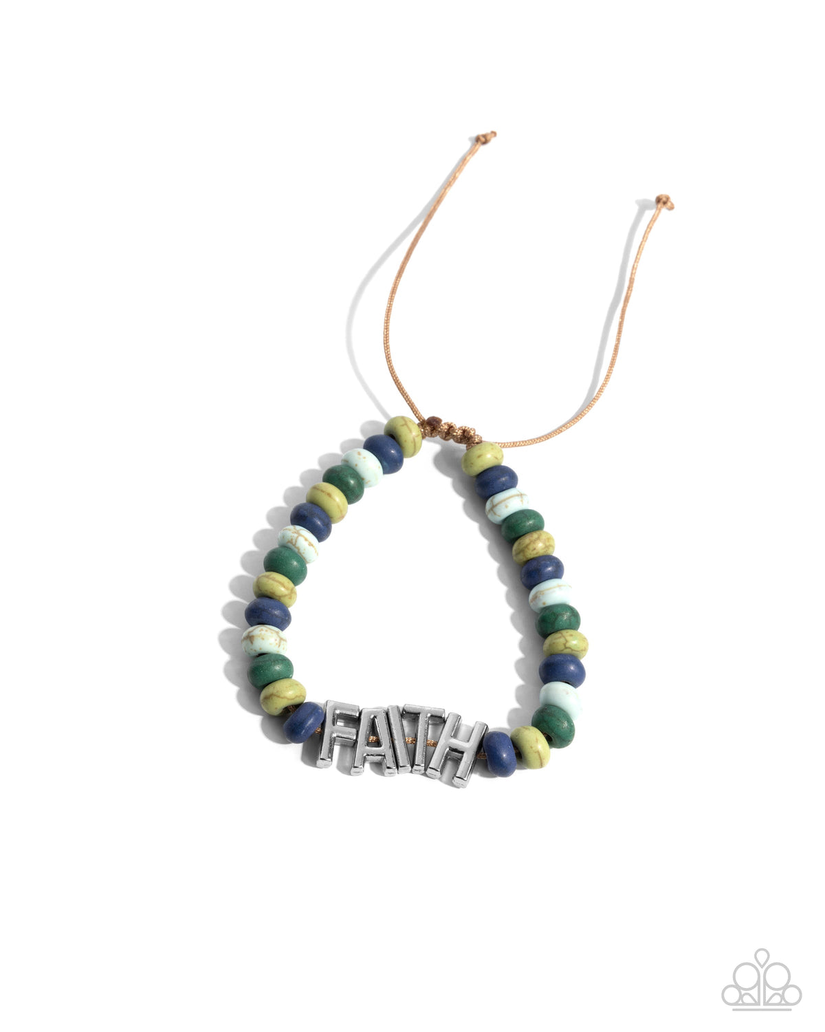 Word of Faith Green & Multi Stone Inspirational Urban Bracelet - Paparazzi Accessories- lightbox - CarasShop.com - Paparazzi Jewelry by Cara Jewels