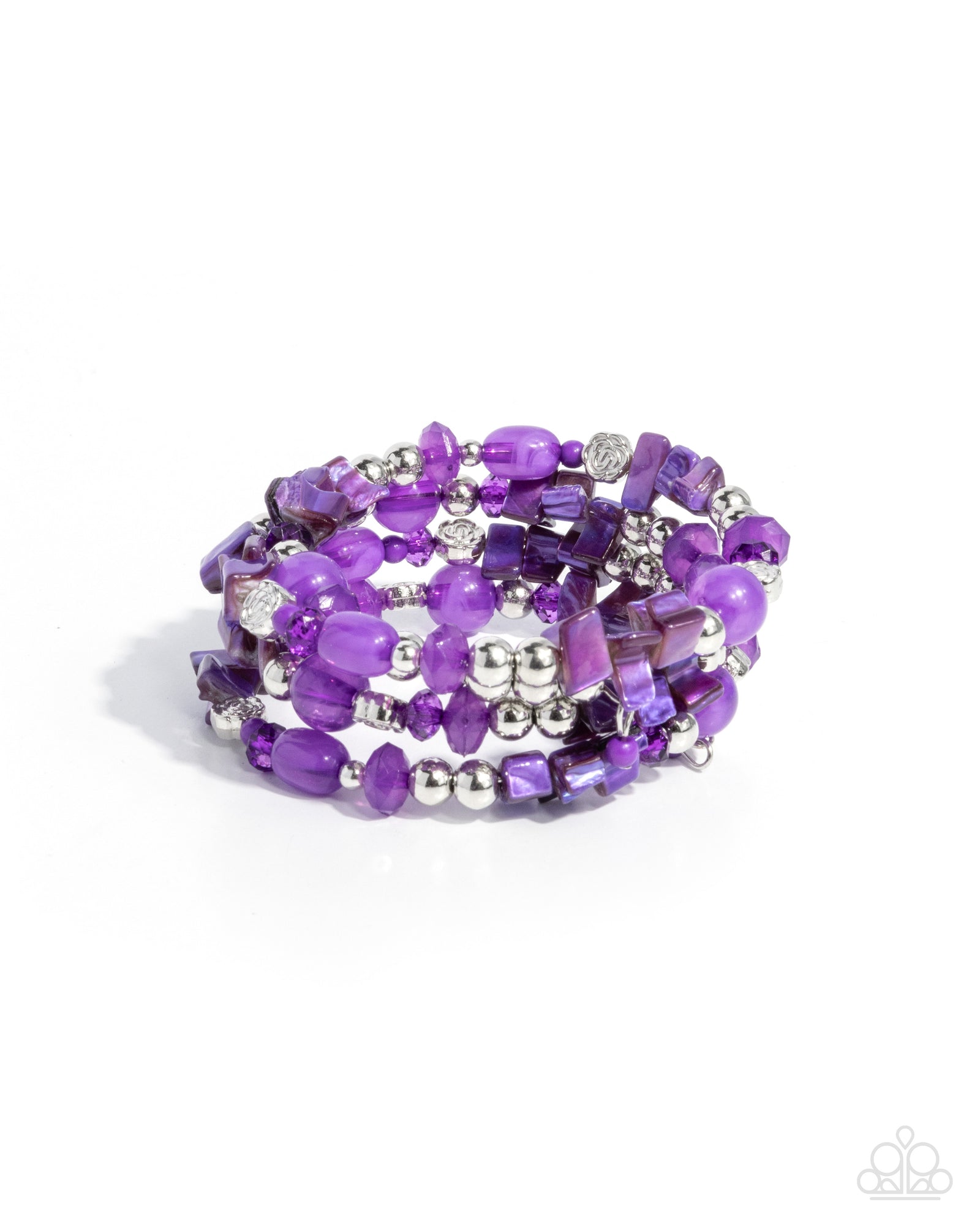 Worldwide Tour Purple & Silver Coil Bracelet - Paparazzi Accessories- lightbox - CarasShop.com - Paparazzi Jewelry by Cara Jewels