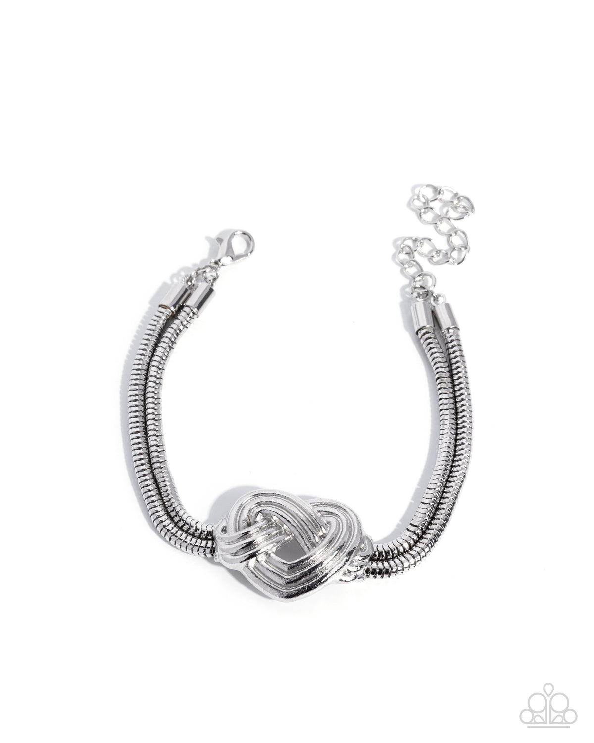 Woven Warrior Silver Heart Bracelet - Paparazzi Accessories- lightbox - CarasShop.com - Paparazzi Jewelry by Cara Jewels